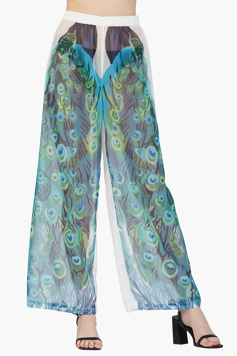 Set of 6 Peacock Chiffon Pants (S,M,L)