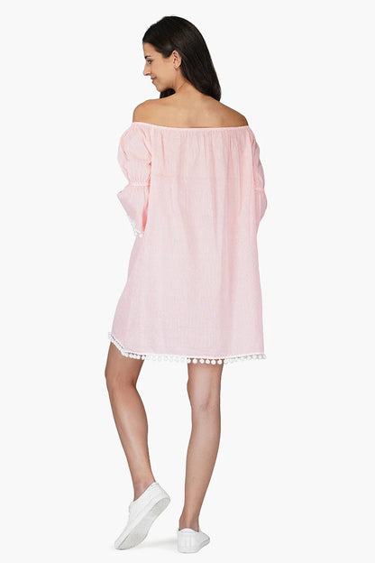 Set of 6 Neon Pink Searsucker Off Shoulder Dress (S,M,L)