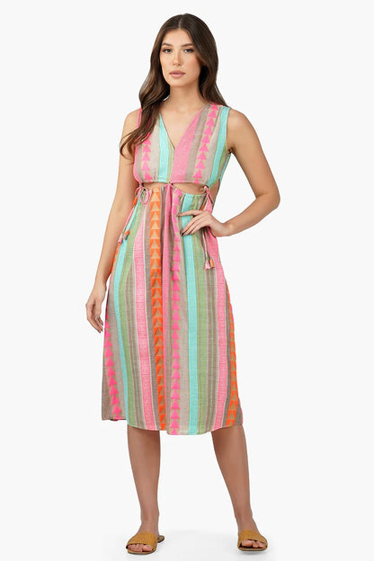 Set of 6 Dora Yarn Dyed Striped Midi Dress (S,M,L)