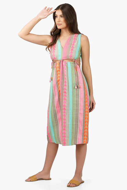 Set of 6 Dora Yarn Dyed Striped Midi Dress (S,M,L)