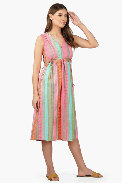 Set of 6 Dora Yarn Dyed Striped Midi Dress (S,M,L)