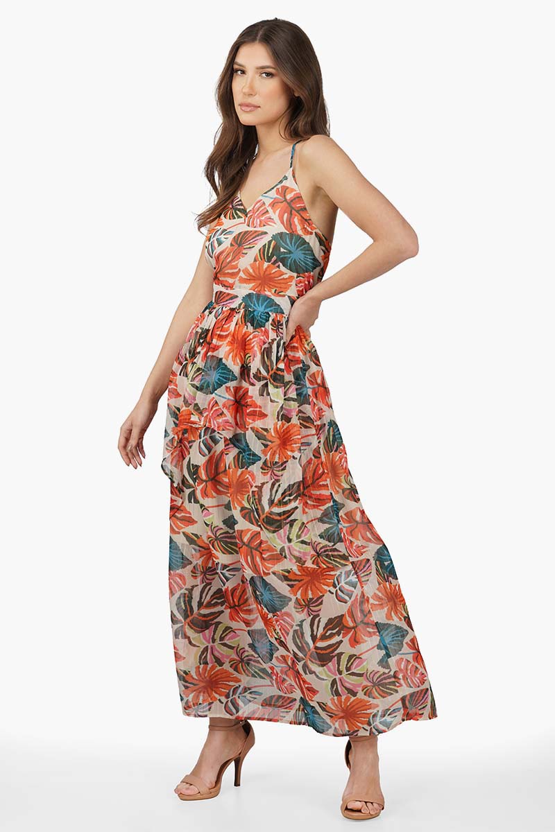 Set of 6 Alisha Leaf Printed Maxi Dress (S,M,L)