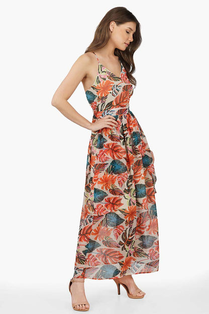 Set of 6 Alisha Leaf Printed Maxi Dress (S,M,L)