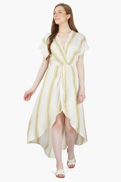 Set of 6 Roman Stripe Wrap Dress (S,M,L)