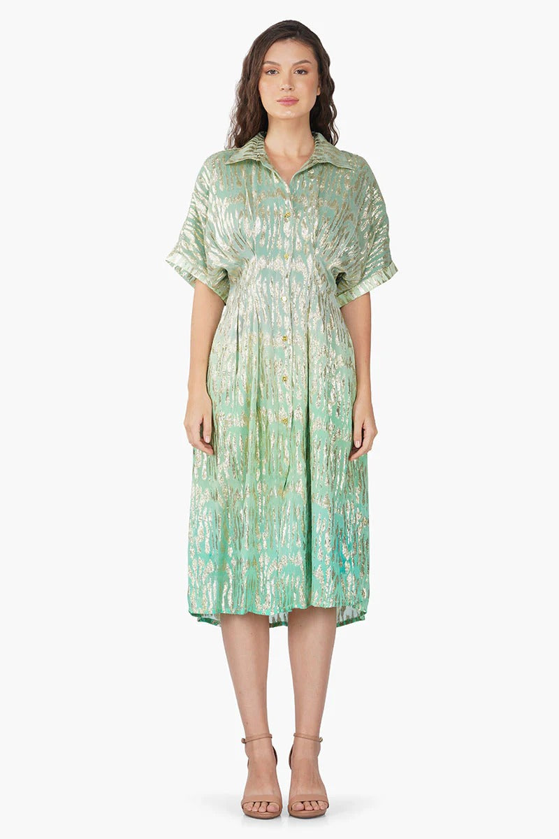 Set of 6 Cora Green Ombray Shirt Dress (S,M,L)
