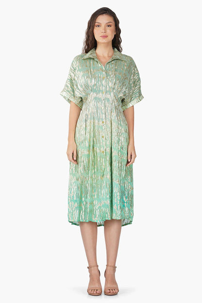 Set of 6 Cora Green Ombray Shirt Dress (S,M,L)