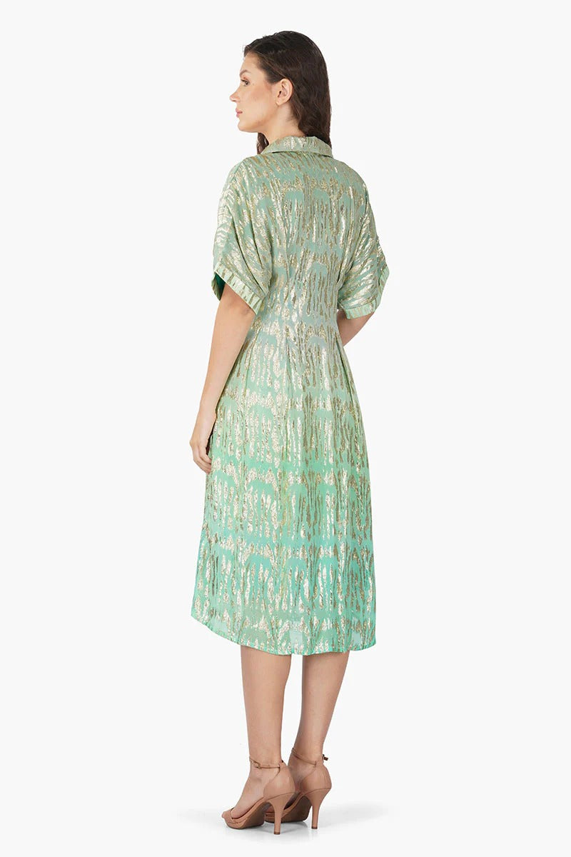 Set of 6 Cora Green Ombray Shirt Dress (S,M,L)