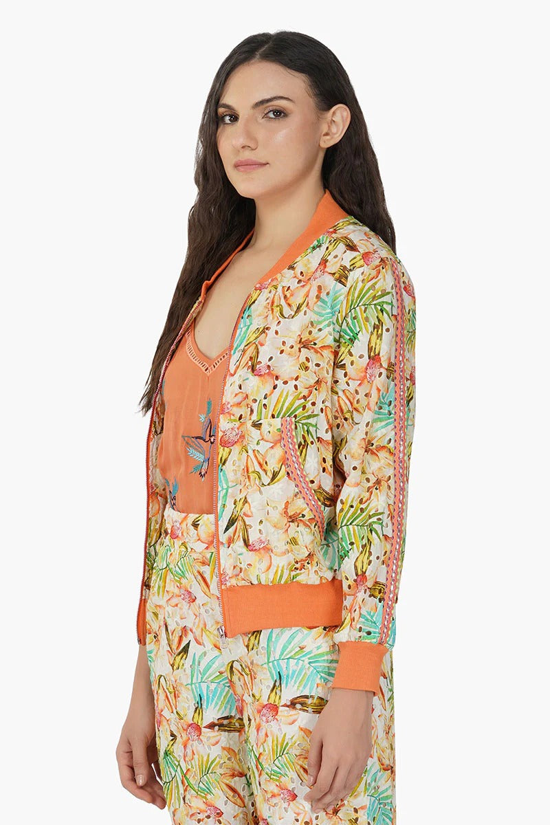 Set of 6 Tangerine Floral Bomber (S,M,L)