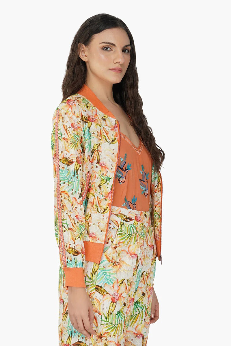 Set of 6 Tangerine Floral Bomber (S,M,L)