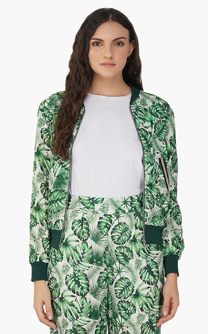 Set of 6 Green Palm Printed Bomber Jacket (S,M,L)