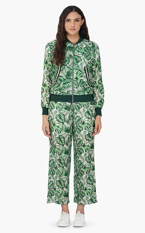 Green Palm Printed Pants