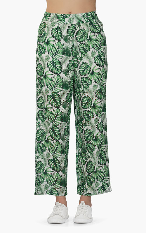 Set of 6 Green Palm Printed Pants (S,M,L)