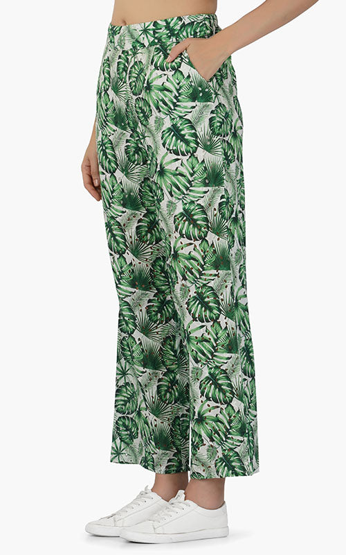 Set of 6 Green Palm Printed Pants (S,M,L)