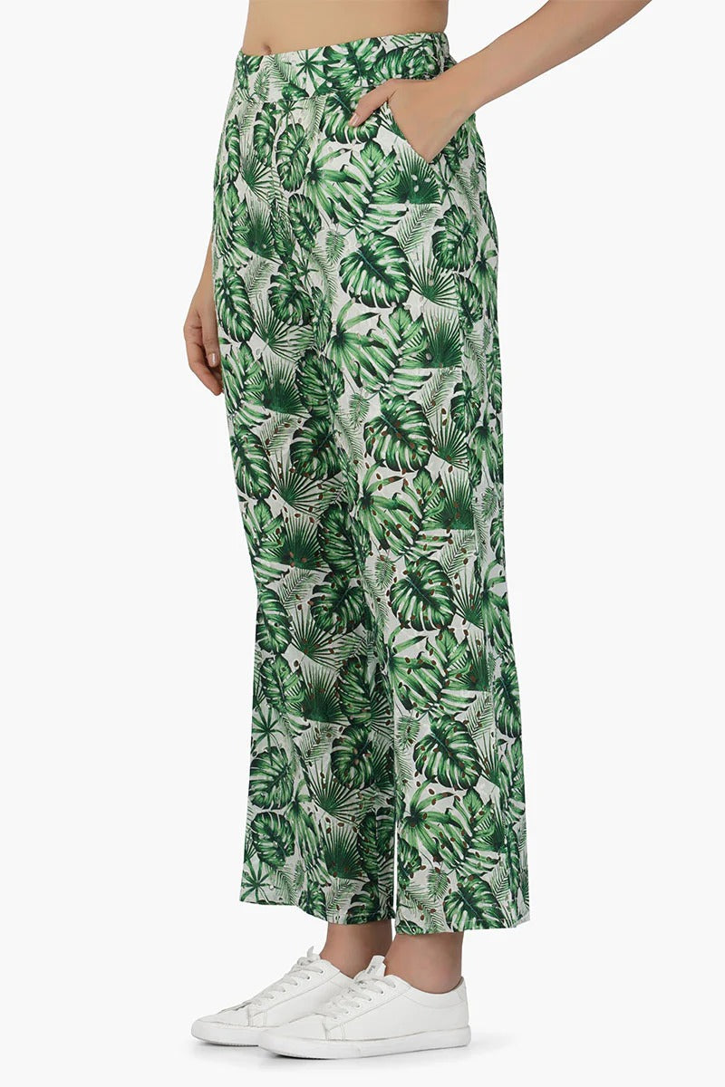 Set of 6 Green Palm Printed Pants (S,M,L)