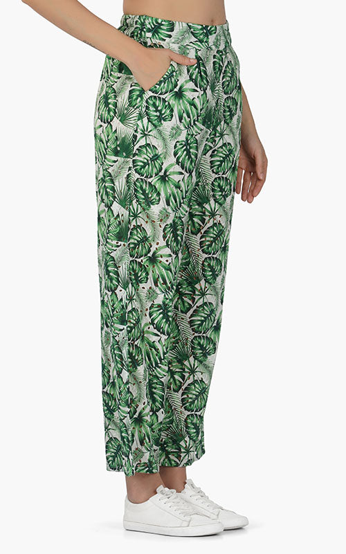 Set of 6 Green Palm Printed Pants (S,M,L)