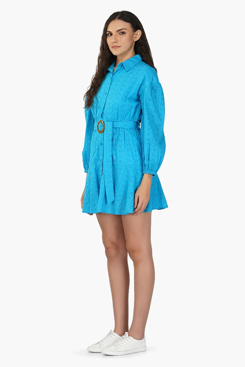 Set of 6 Maya Blue Drop Shoulder Dress (S,M,L)