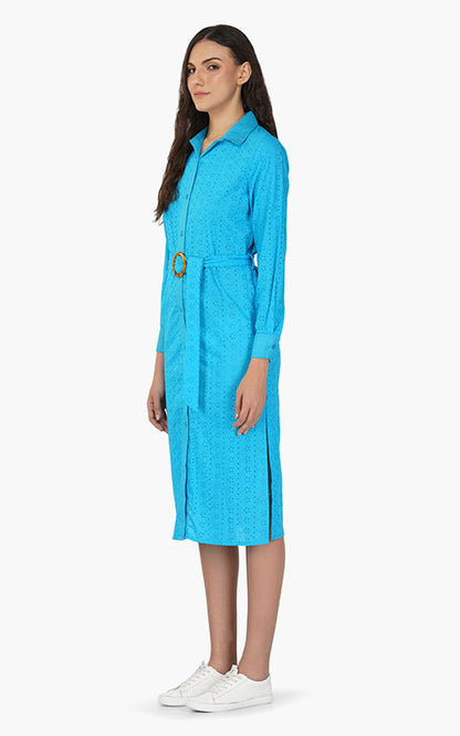 Set of 6 Maya Blue Schiffli Dress (S,M,L)