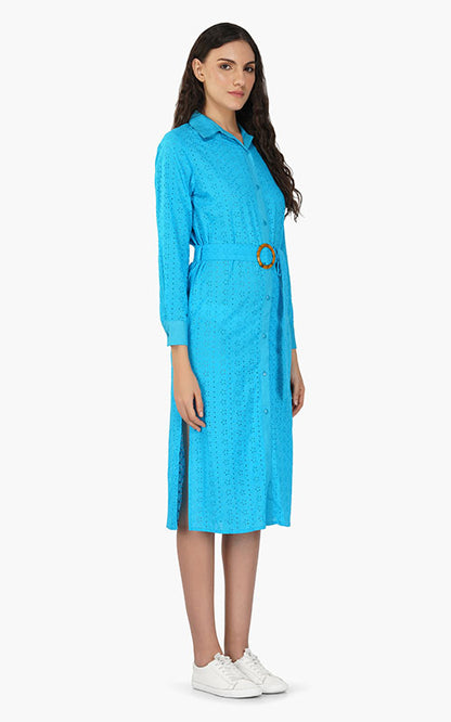 Set of 6 Maya Blue Schiffli Dress (S,M,L)