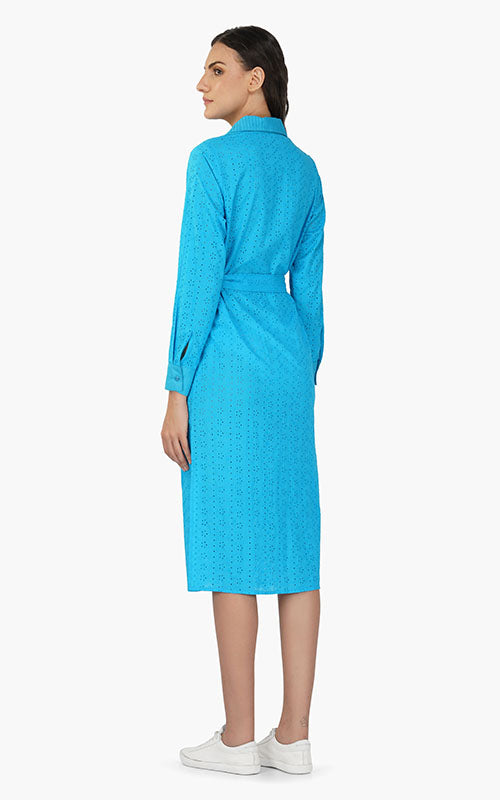 Set of 6 Maya Blue Schiffli Dress (S,M,L)