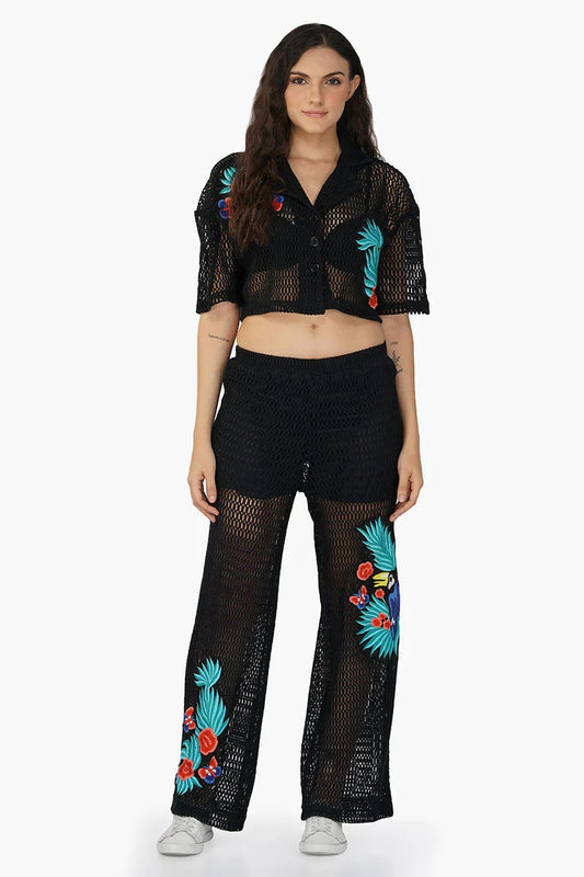 Maison Black Embroidered Shirt