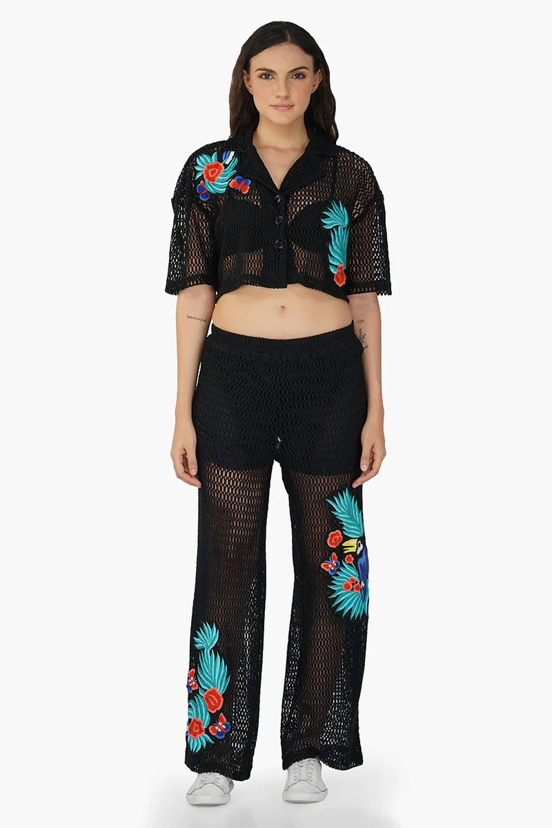 Set of 6 Maison Black Embroidered Pants (S,M,L) – Discarded 2026