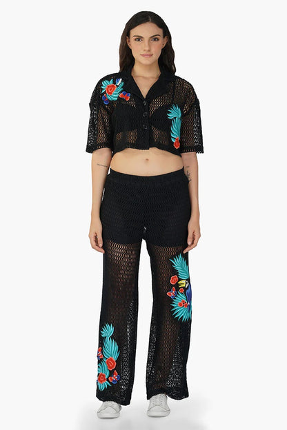 Set of 6 Maison Black Embroidered Pants (S,M,L) – Discarded 2026