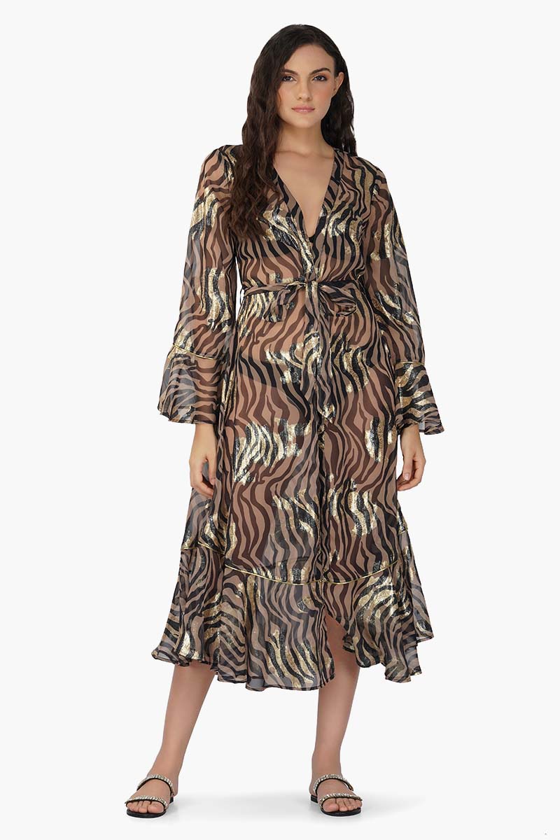 Set of 6 Black Zebra Shiny Cover Up Dress (S,M,L)