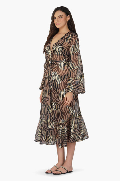 Set of 6 Black Zebra Shiny Cover Up Dress (S,M,L)