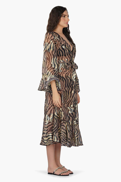 Set of 6 Black Zebra Shiny Cover Up Dress (S,M,L)