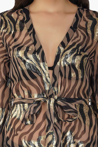 Set of 6 Black Zebra Shiny Cover Up Dress (S,M,L)