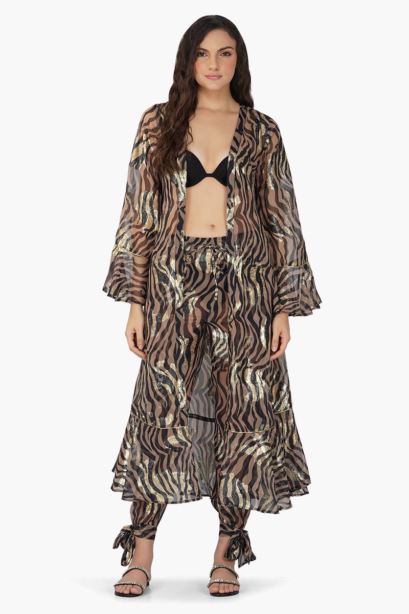 Set of 6 Black Zebra Shiny Cover Up Dress (S,M,L)