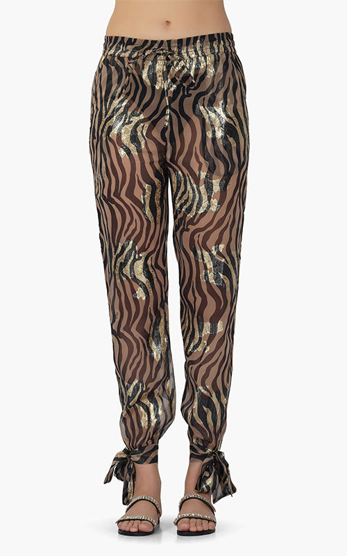 Set of 6 Black Zebra Shiny Knot Beach Pants (S,M,L)