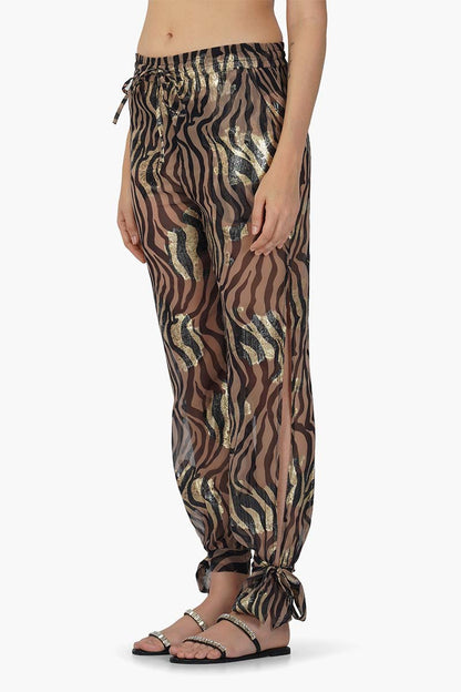 Set of 6 Black Zebra Shiny Knot Beach Pants (S,M,L)