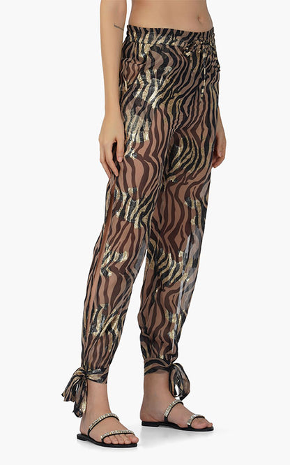 Set of 6 Black Zebra Shiny Knot Beach Pants (S,M,L)