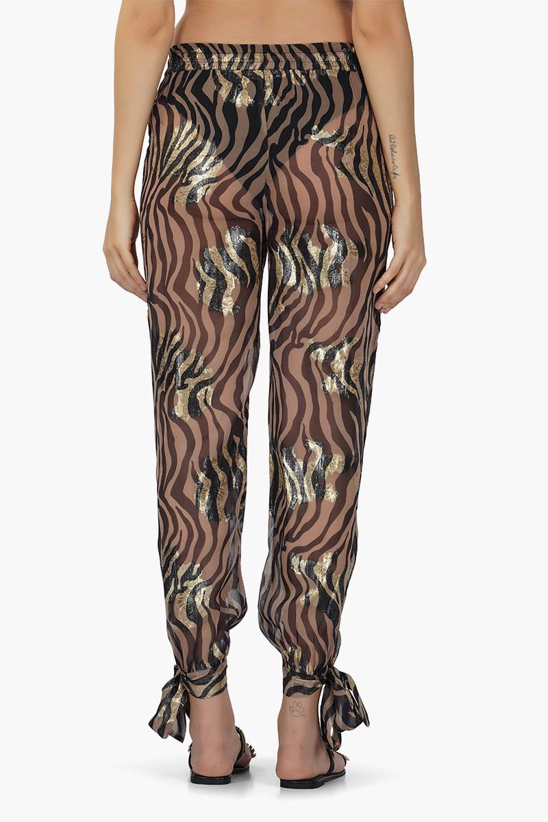 Set of 6 Black Zebra Shiny Knot Beach Pants (S,M,L)