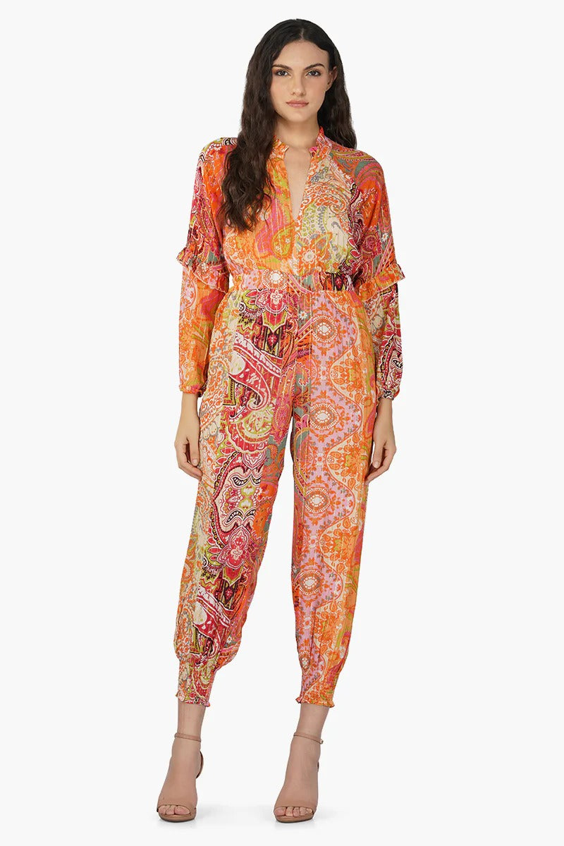 Set of 6 Multi Palm Paisley Jumpsuit (S,M,L)