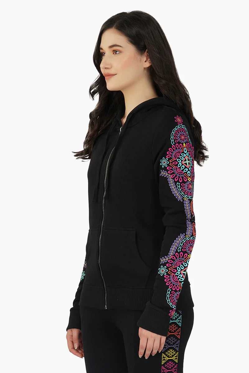 Set of 6 Black embroidered Long sleeve hooded jacket (S,M,L)