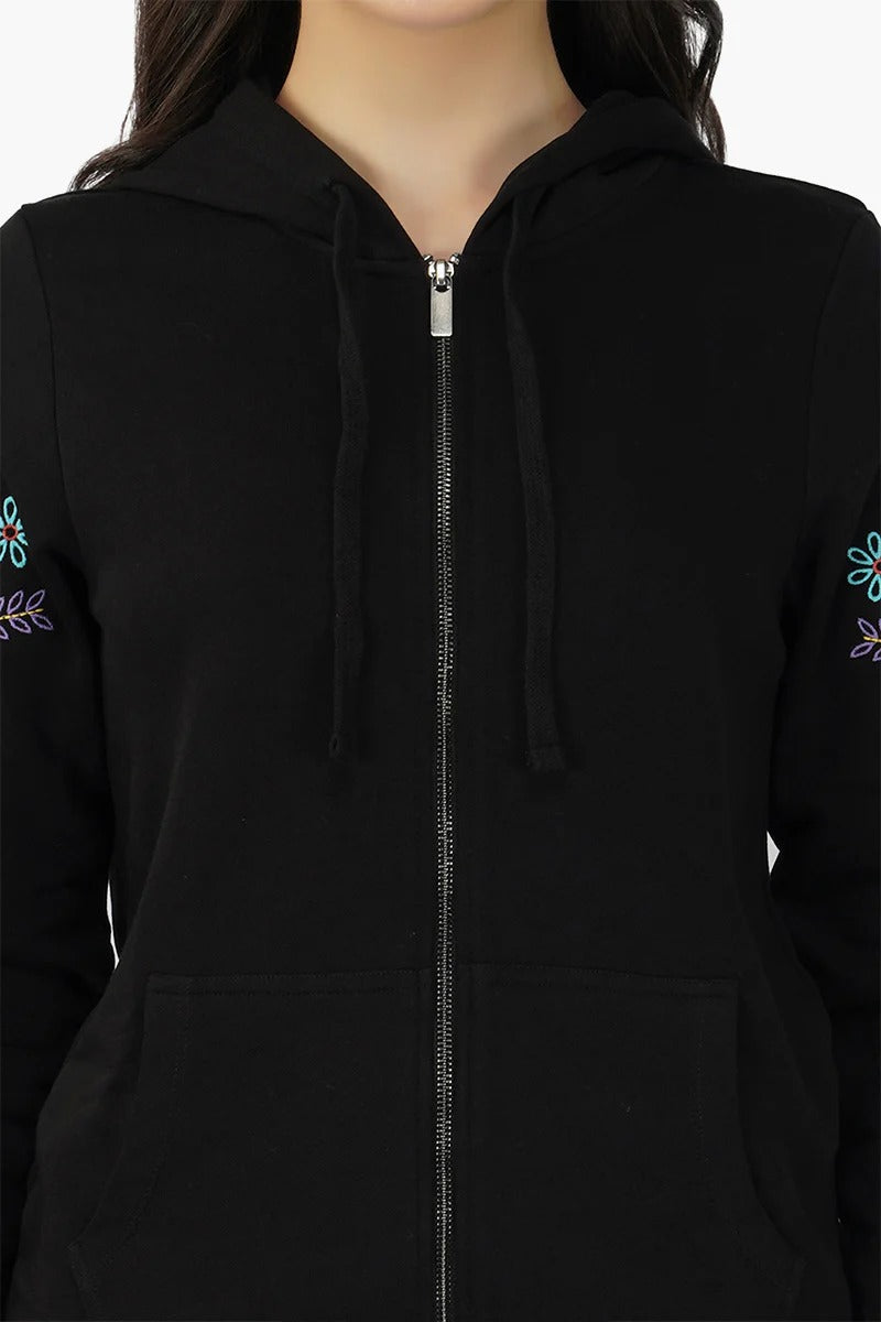 Set of 6 Black embroidered Long sleeve hooded jacket (S,M,L)