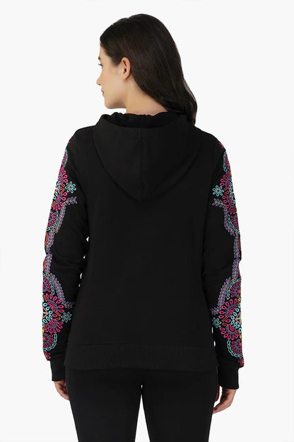 Set of 6 Black embroidered Long sleeve hooded jacket (S,M,L)