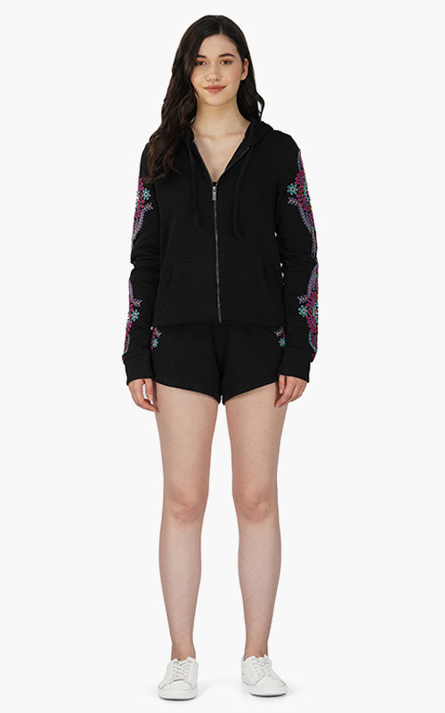 Set of 6 Black Short with Embroidery (S,M,L)