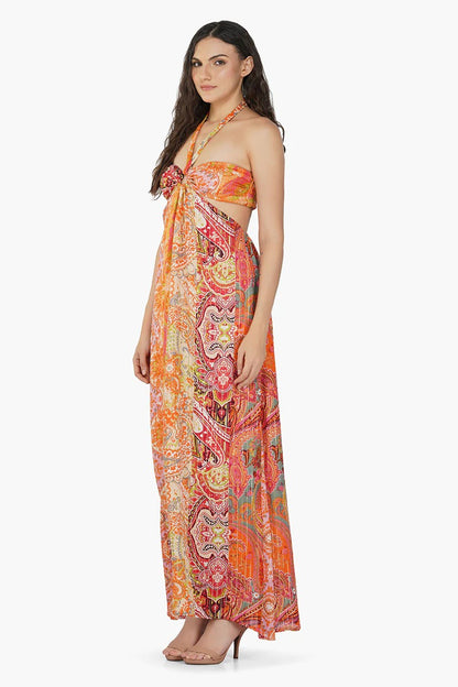 Set of 6 Multi Palm Paisley Maxi Dress (S,M,L)