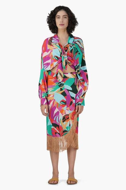 Set of 6 Candy Rose Printed Fringes Skirt (S,M,L)