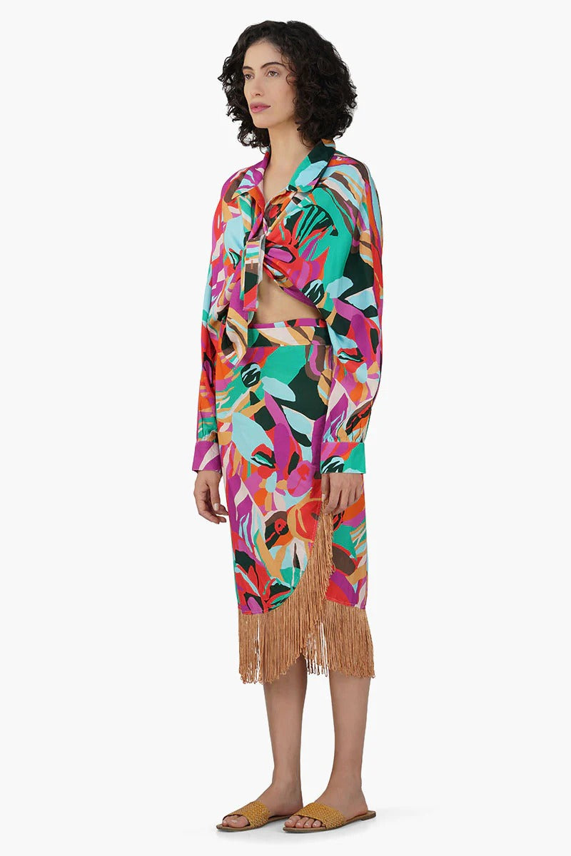 Set of 6 Candy Rose Printed Fringes Skirt (S,M,L)
