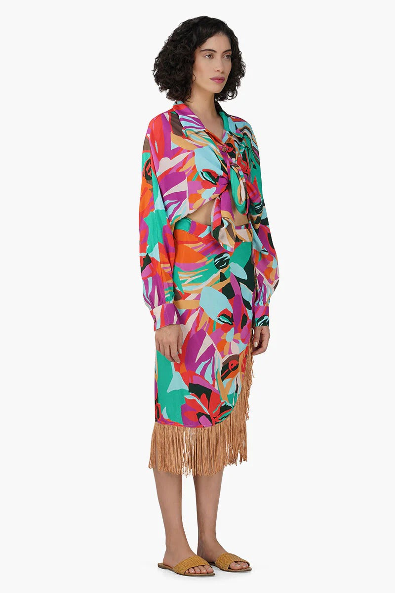 Set of 6 Candy Rose Printed Fringes Skirt (S,M,L)
