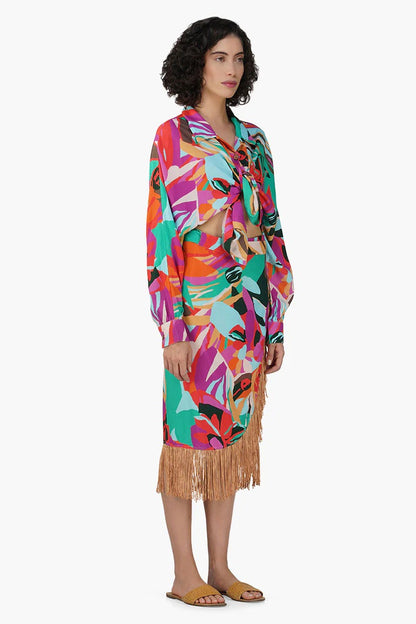 Set of 6 Candy Rose Printed Fringes Skirt (S,M,L)