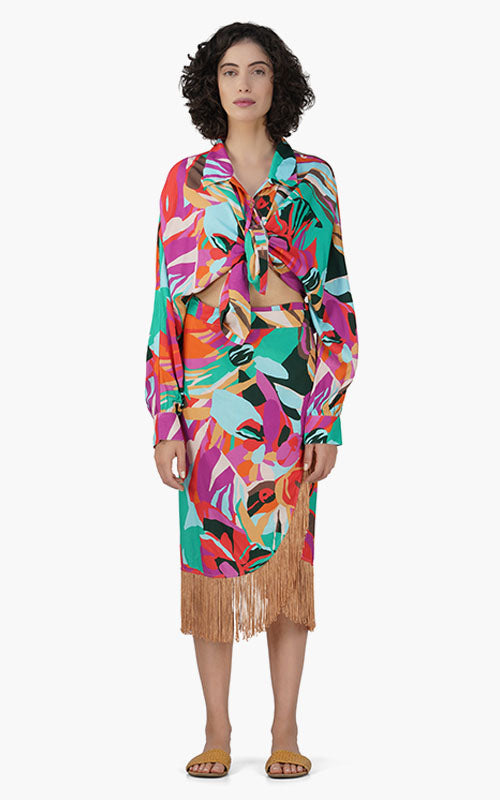 Set of 6 Candy Rose Printed Knot Shirt (S,M,L)