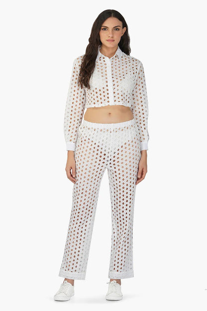 Set of 6 White Loop Crop Shirt (S,M,L)