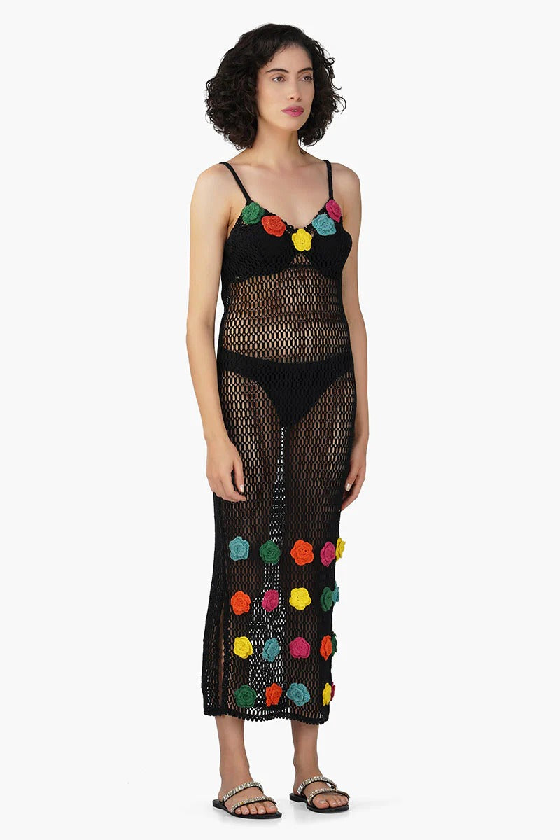 Set of 6 Multi Fern Petal Crochet Bodycone Dress (S,M,L)