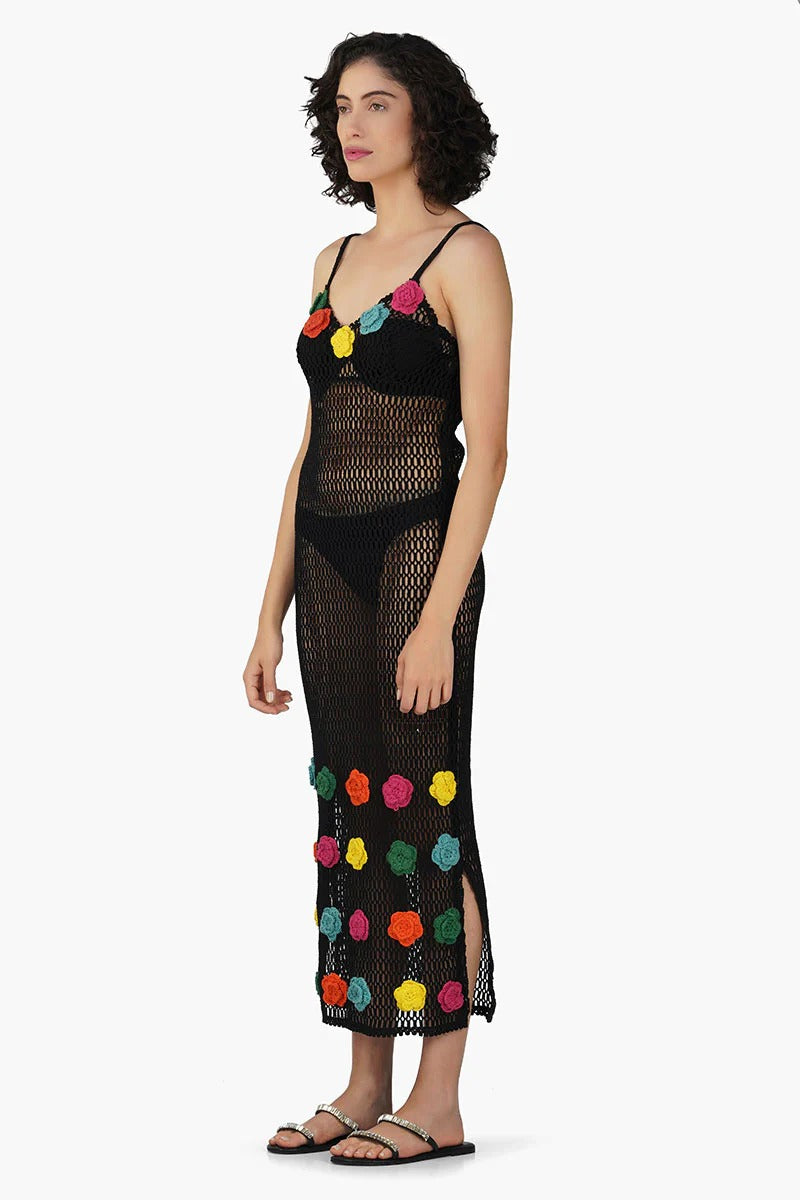 Set of 6 Multi Fern Petal Crochet Bodycone Dress (S,M,L)