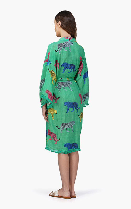 Set of 6 Artistic Cheetah Green Cover  Up (S,M,L)